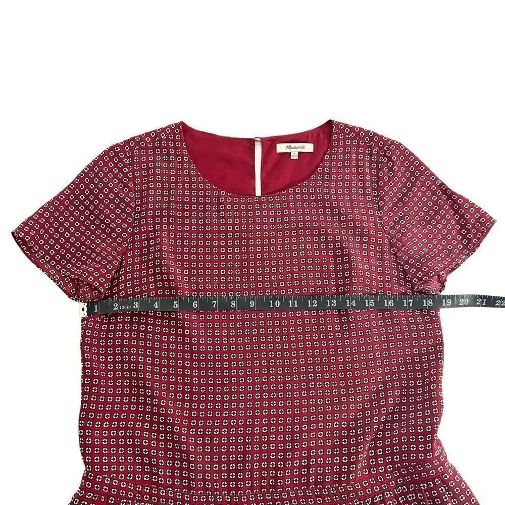 Madewell Light-weight Small Oversized Silk Short Sleeve Ascot Tile Drop Waist Dr